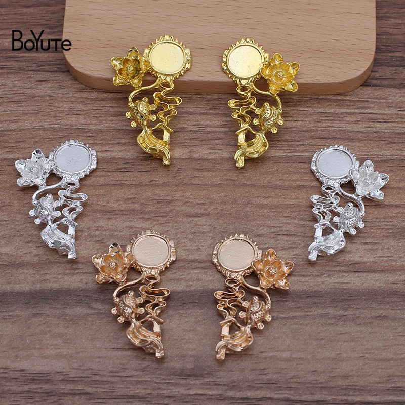 BoYuTe (20 Pieces/Lot) 25*42MM Metal Alloy Flower Fish Base Factory Direct Supply DIY Handmade Jewelry Accessories