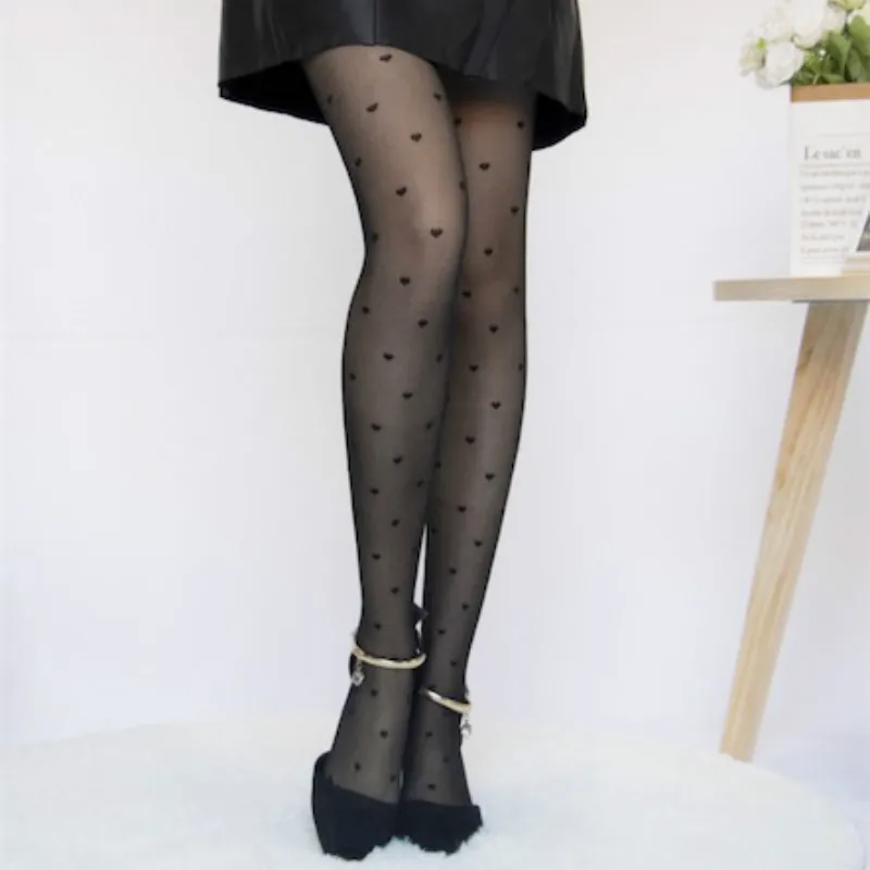 Collant da donna calze classiche in seta a pois donna Vintage moda dolce ragazza nero Sexy collant donna trasparente stretto