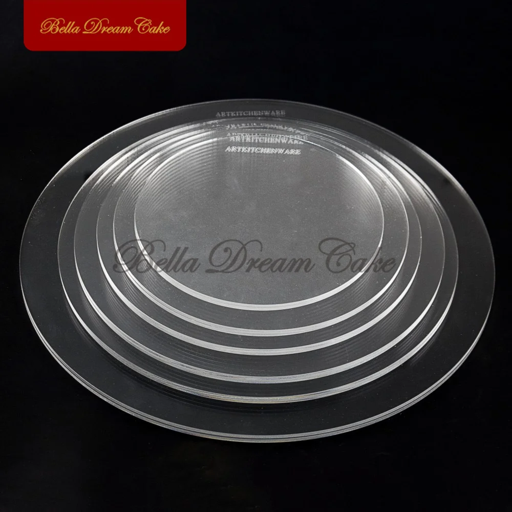 2pcs/set Round Clear Acrylic Cake Smoothing Disks Cake Tray Stand for Wedding Cake Board Cake Decorating Tool Baking Accessories