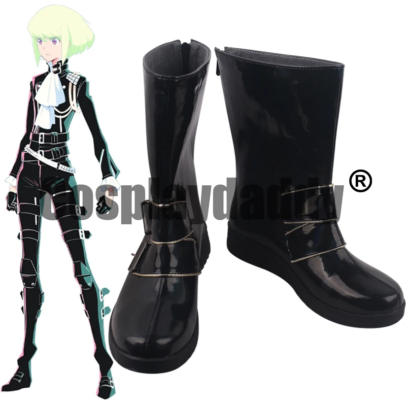 

PROMARE Mad Burnish Lio Fotia Cosplay Black Shoes Mid Calf Strap Boots S008