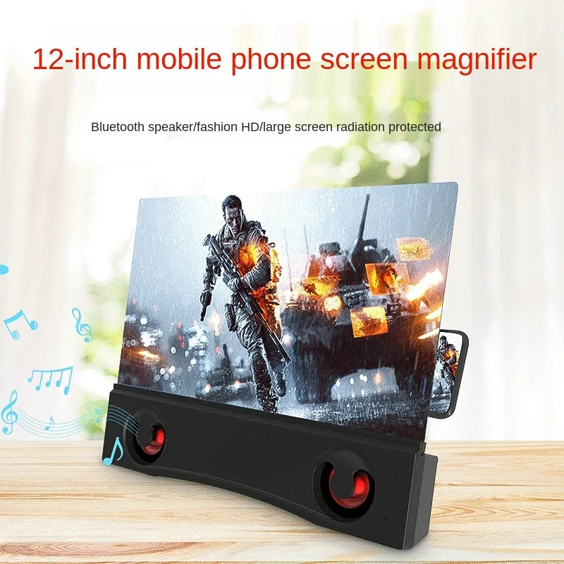 Desktop Mobile Phone Screen Magnifying Glass 3X 4X with Bluetooth Audio Bracket HD Anti-blue Light Magnifying Glass