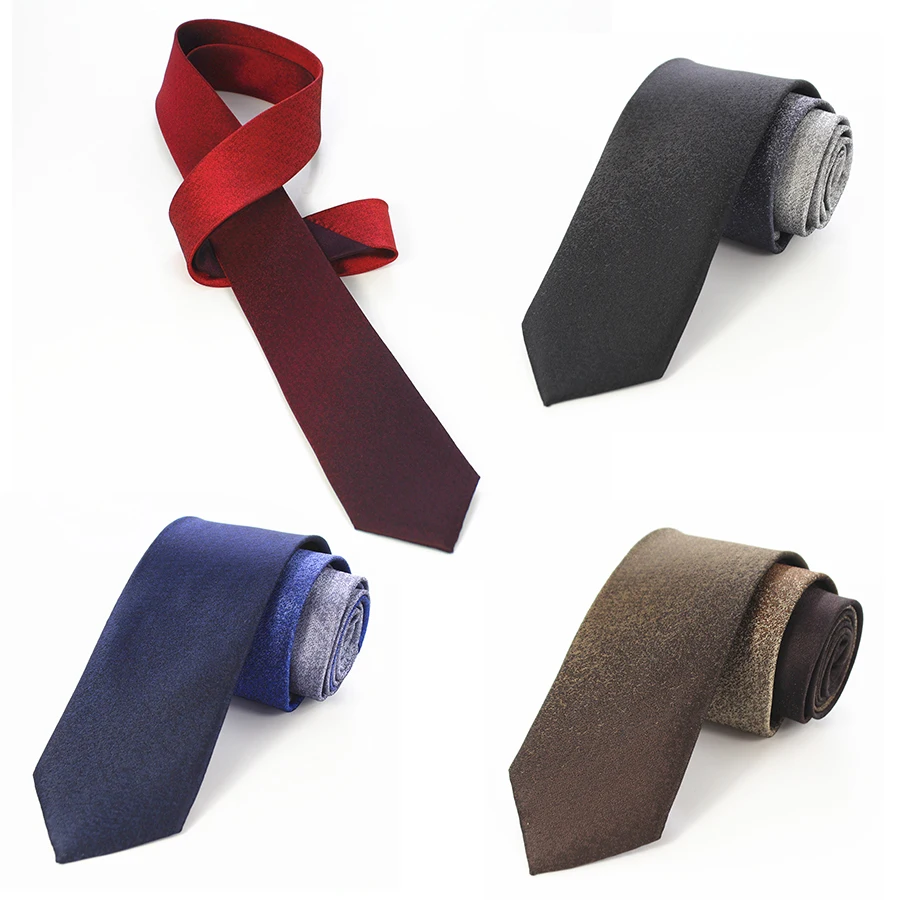 

GUSLESON Fashion Men Quality 6cm Slim Tie Skinny Narrow Gravata Red Gray Color Neckties For Men Wedding Party Groom