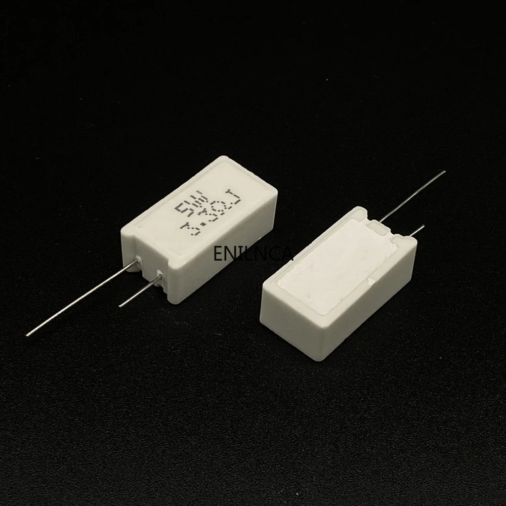 5Pcs RX27  RX2-5 Vertical Cement Resistor Resistance 5W 0.02R-150K Ohm Ceramic Copper Foot