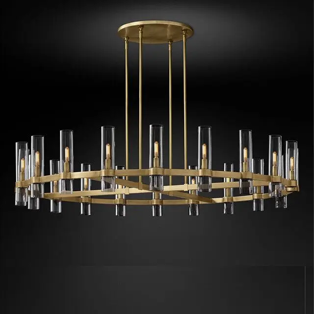

2026 Led American Vintage Copper Glass Gold Black LED Lamp LED Light.Pendant Lights.Pendant Lamp.Pendant light For Dinning Room