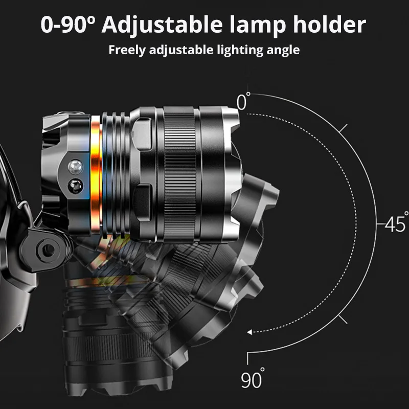 XHP70 عالية الطاقة الصيد كشافات قابلة للشحن ضوء التعريفي LED العلوي مقاوم للماء التخييم التنزه تشغيل كشافات Led