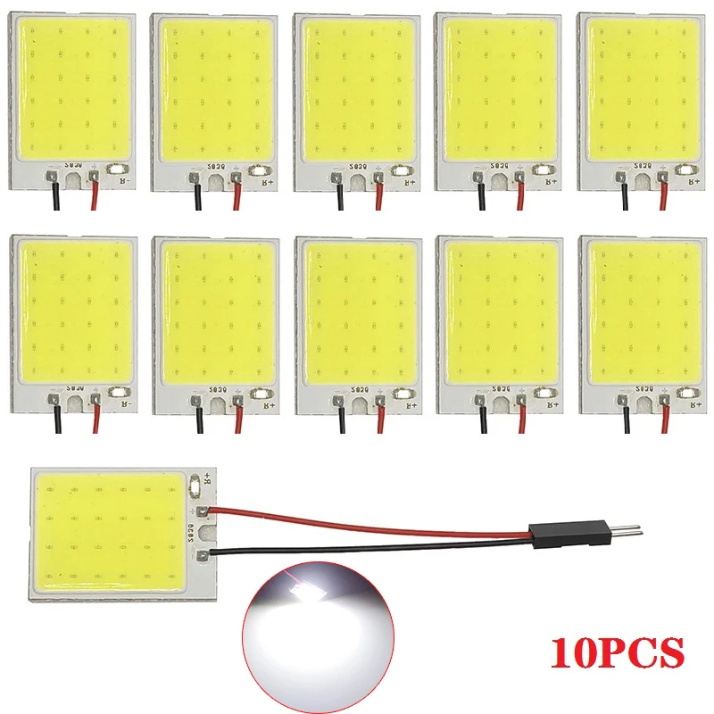 5/10X T10 Led White COB 24 LED 24SMD Plate Car Interior Dome Light Bulb 12V Lights Panel Reading Lamp Auto W5W Festoon  Adapter