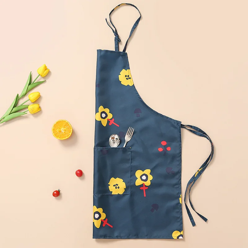 Fashion Cute Flowers Pattern Lady Waterproof Apron Woman Adult Bibs Home Kitchen Cooking Baking Coffee Shop Cleaning Aprons