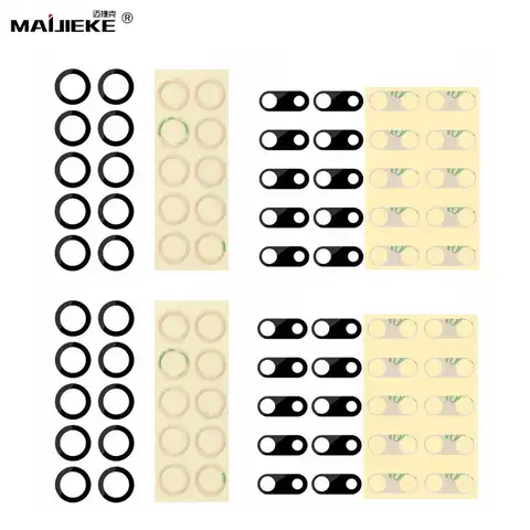 10 Uds. De cristal de cámara trasera para iPhone 16 Pro 15 14 Plus 13 12 11 Pro Max 13 Mini X XR XS Max 6 6s 7 8 Plus lente de cámara trasera + pegatina