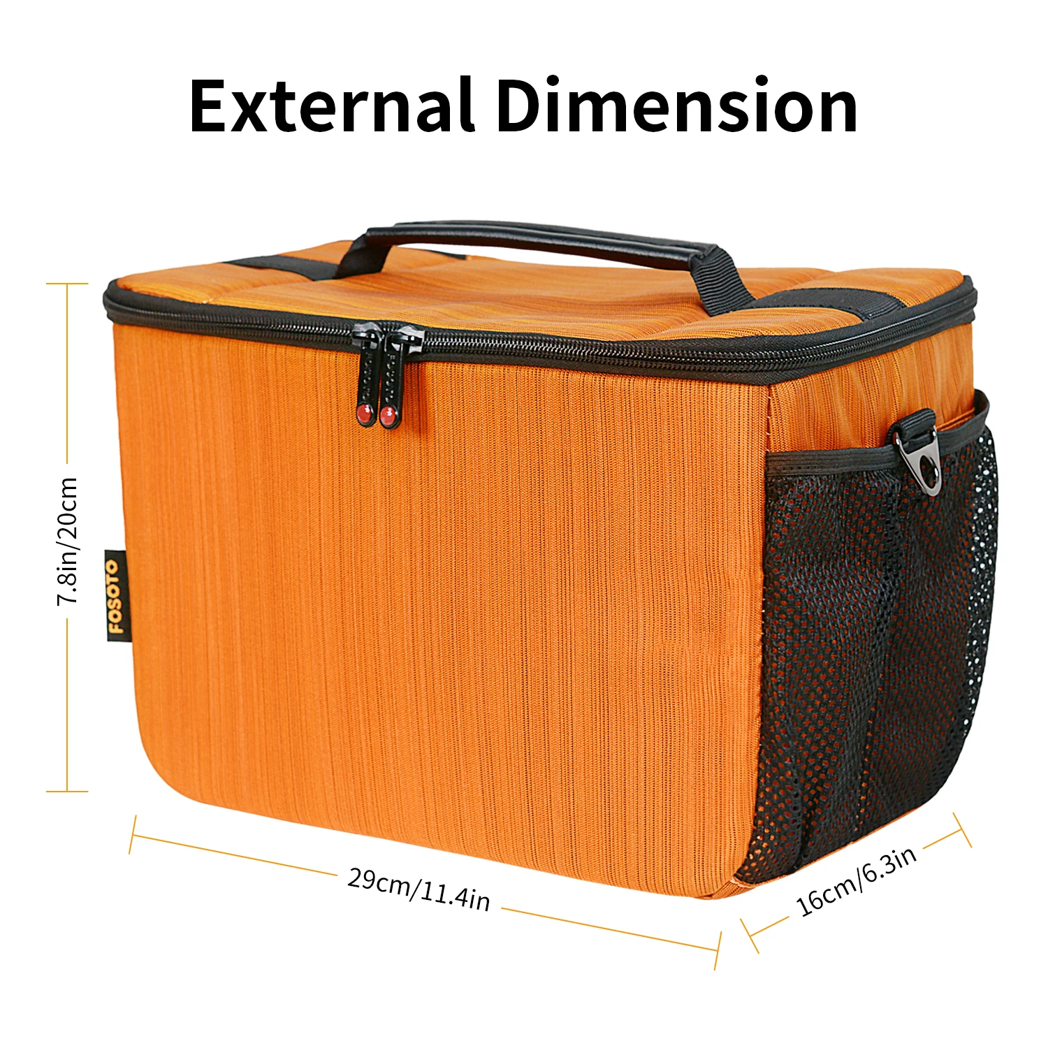 Fosoto Orange Camera Bag Case Photos Photography Waterproof Shoulder Bag For DSLR Lens Nikon Canon M50 Sony a7 iii A6000
