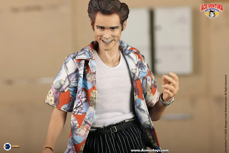 In Stock 1/6 Scale Asmus Toys ACE01 Pet Detective Jim Carrey Head Body Clothes 12 inches Action Figure Model for Fans Gifts