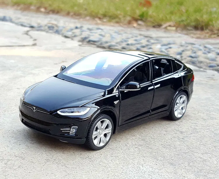 1:32Tesla Model X S Voiture Modèle En Alliage Moulé Sous Pression Voiture Voyage Support Sonore Rétractable Collection Jouet Voiture Pour Enfants De Noël