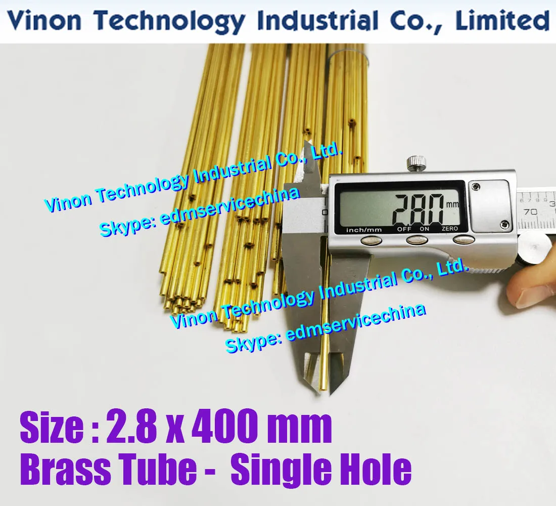 (20PCS/LOT) 2.8x400MM EDM Brass Tube Single Hole, Brass EDM Tubing Electrode Tube Single Channel, Diameter 2.8mm, 400mm Long