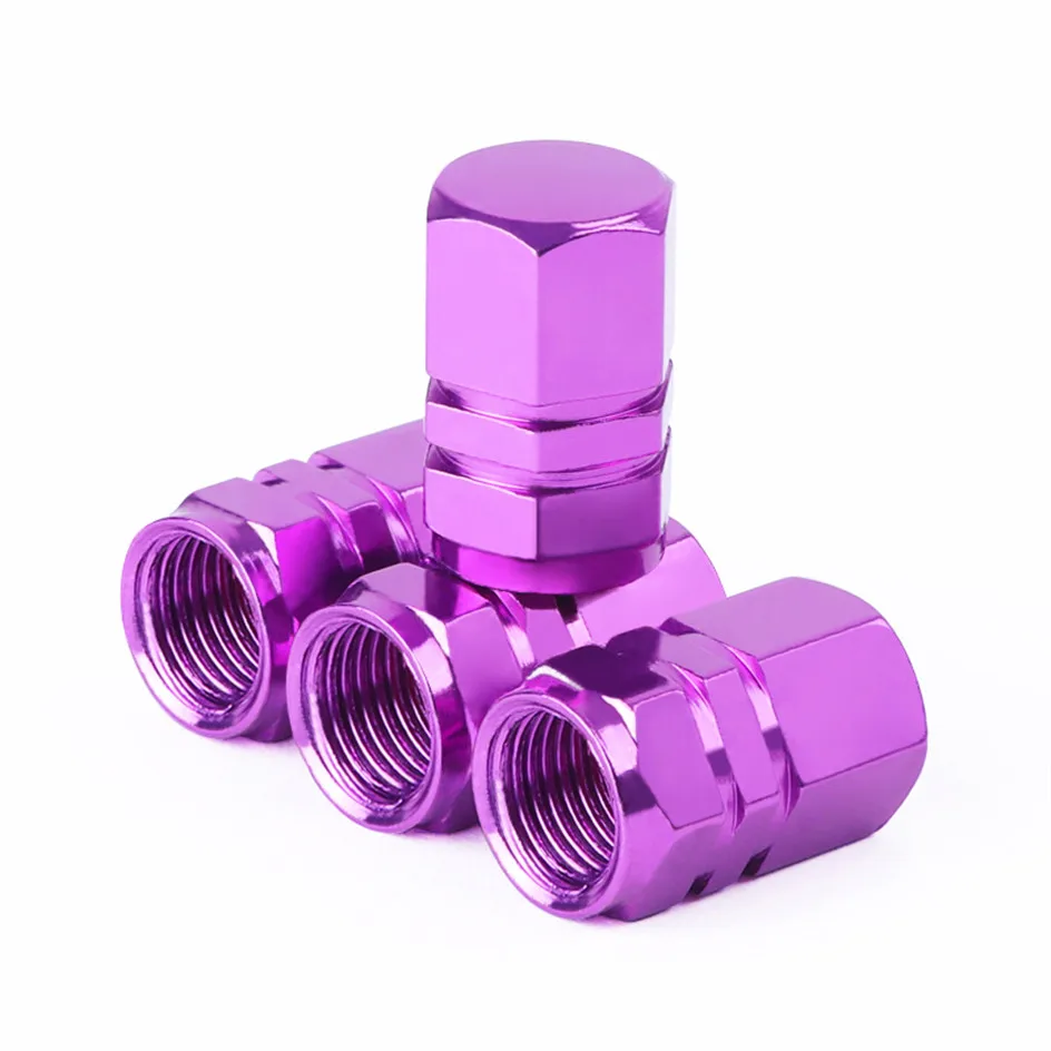 Purple Car Tire Wheel Valve Caps Motor Bicycle Parts Tubeless Tyre Valve Dust Air Stem Caps Car Accessories For Ford Seat Bmw