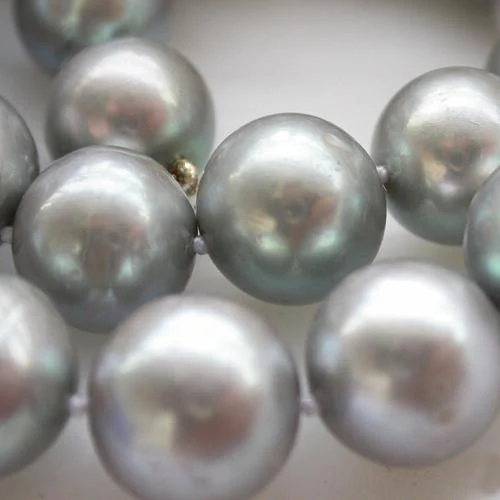 New Unique Round Pearl Necklace 17'' 12mm Round Tahitian Gray Freshwater Pearl Necklace Single Big Size Choker Fine Jewelry