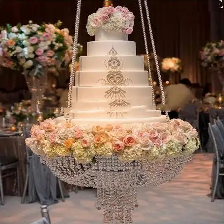 

Hotsale Wedding backdrop Hanging Cake Stand Crystal Chandelier Style Cake Stand for party wedding stage event