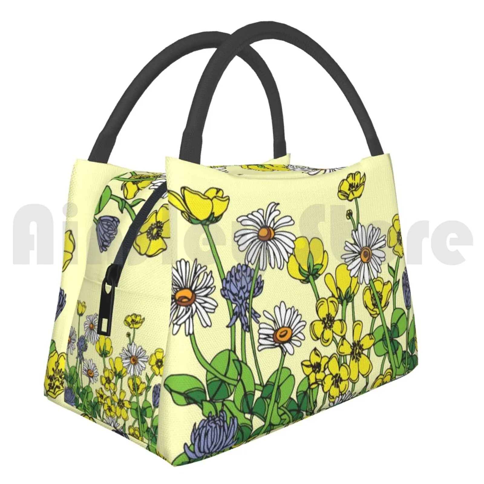 Cooler Lunch Bag Picnic Bag Clover Buttercups And Daisies Flower Blossom Sunflower Summer Garden Womens Shirts Bulbs