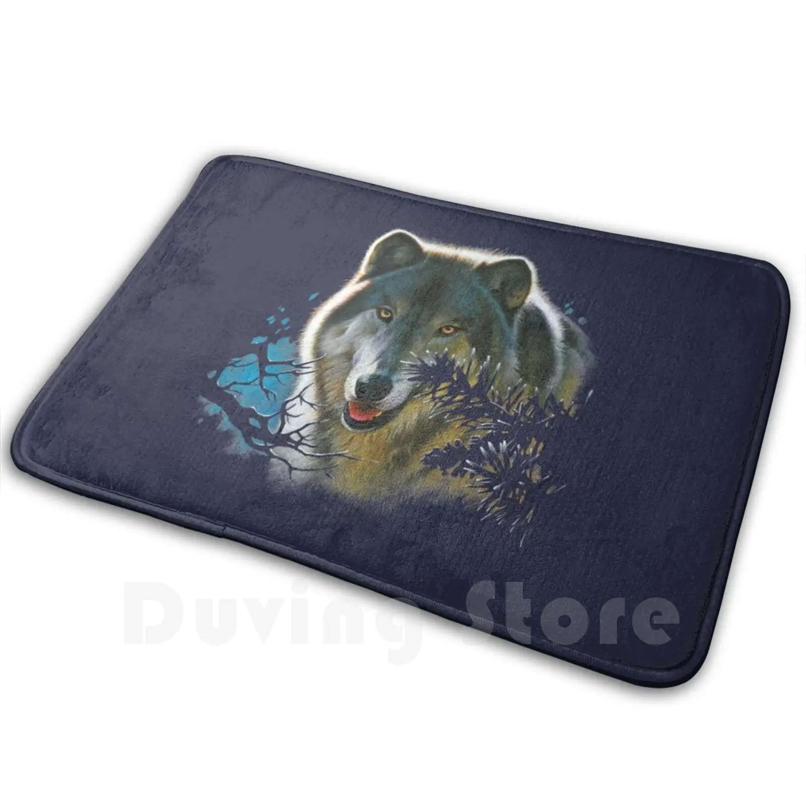 Stalking Wolf Carpet Mat Rug Cushion Soft Non-Slip Wolf Wolves Wolf Stalk Animals Canine Realistic Realistic Drawing