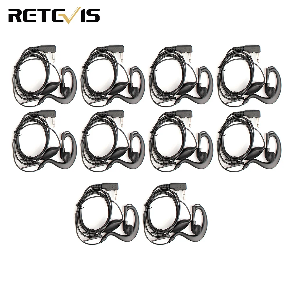 10pcs 2Pin PTT Earpiece Walkie Talkie Headset For KENWOOD BAOFENG UV-5R BF-888S RETEVIS H777 RT7 For QUANSHENG for PUXING TYT