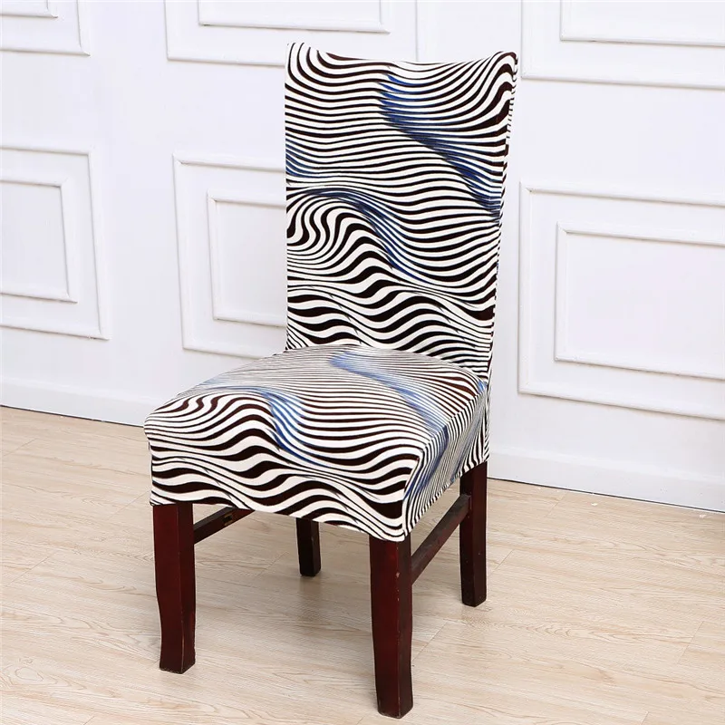 

Especial Zebra-stripe Chicken Dining Room Chair Cover Spandex Wedding Seat Covers Stretch Elastic Slipcovers Housse De Chaise