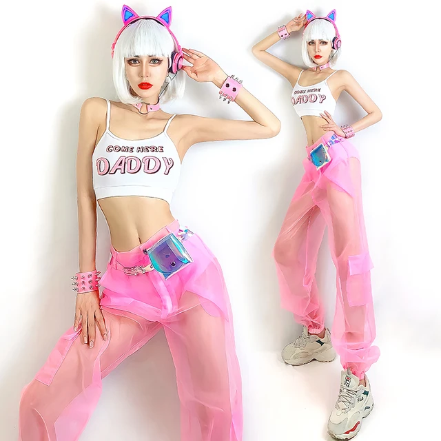 Hip Hop taniec uliczny praktyka nosić Bar tancerz DJ kostium kamizelka Mesh spodnie Rave strój kobiet Gogo Jazz taniec nosić YS2209