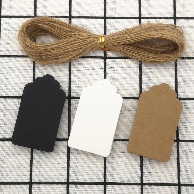 100pcs Kraft Paper Multi-Style Hang Tags Scallop Head Wedding Birthday Party Decoration Tag Gift Jewelry Price Tag