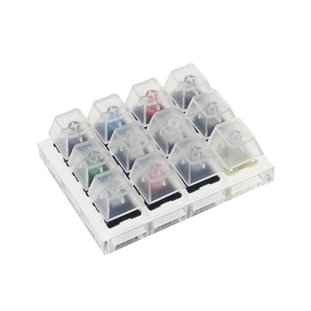 JKDK 12 Cherry MX Switches Keyboard Tester Kit Clear Keycaps Sampler PCB Mechanical Keyboard Translucent Keycaps Testing Tool