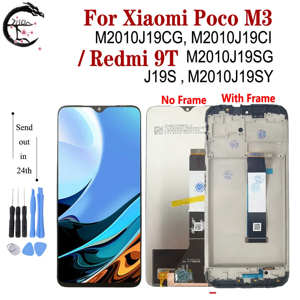 

ЖК-дисплей 6,53 дюйма для Xiaomi Redmi 9T с рамкой Mi Poco M3, ЖК-дисплей M2010J19SG M2010J19SY M2010J19CG, сенсорный экран с дигитайзером в сборе