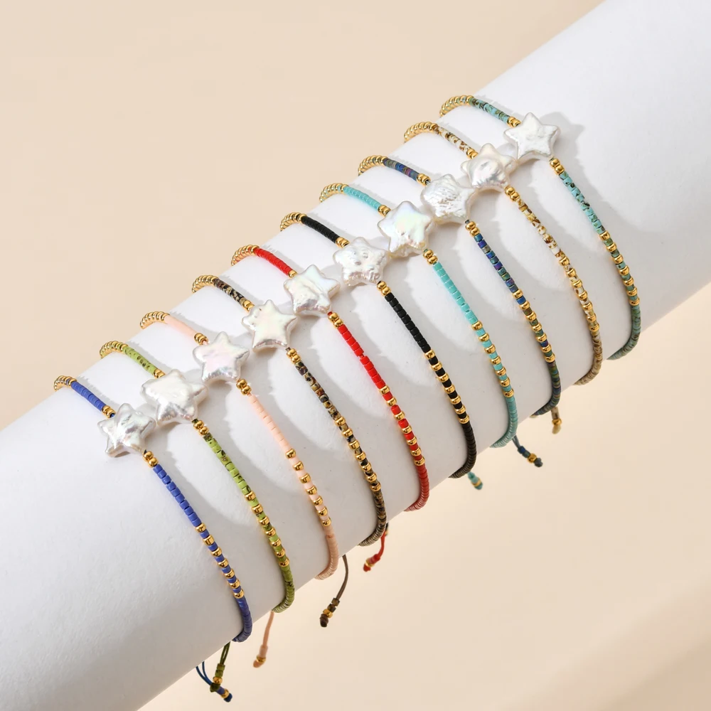 ZMZY 10pcs/Lots Set Wholesale Summer Miyuki Bracelets for Women Pulseras Mujer Moda Delica Star Pearl Bracelet Hand Jewelry Boho