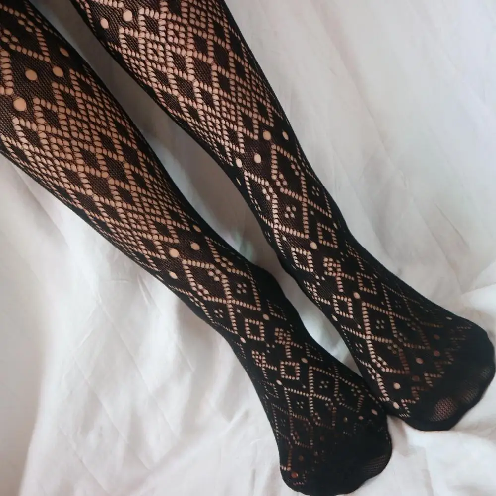 KASURE เซ็กซี่ผู้หญิง Tights โปร่งใส Jacquard Pantyhose ดอกไม้รูปแบบ Tattoo Popsockets ตาข่าย Fishnet Tights ยืดหยุ่นสูง