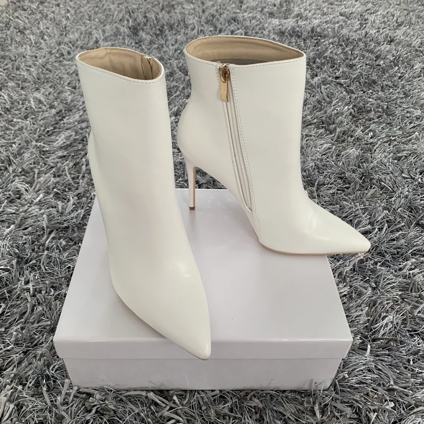 Sexy Ankle Boots For Women High Heels Short Boots Women Fashion Leather White Black Shoes Lady Large size 35-42