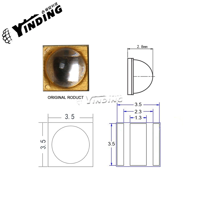 2PCS YINDING UVC  3535 2W High power led 265-280NM 3535 Ultraviolet light UV curing lamp/ink curing lamps Light Emitting Dio