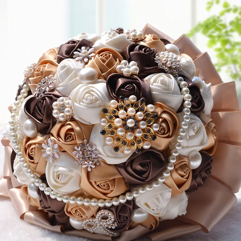 Hot selling 6 design handmade bride bridal wedding bouquet bridesmaid white flower wedding flowers bridal bouquets for wedding