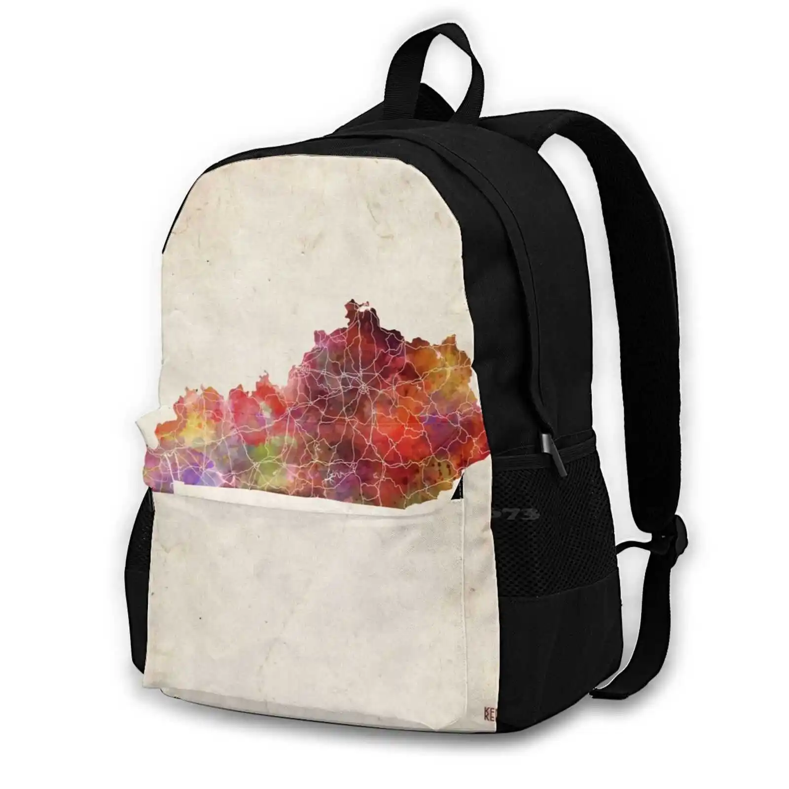 Map Warm Color Backpack For Student School Laptop Travel Bag Map Of Colorful Painting Of Vintage