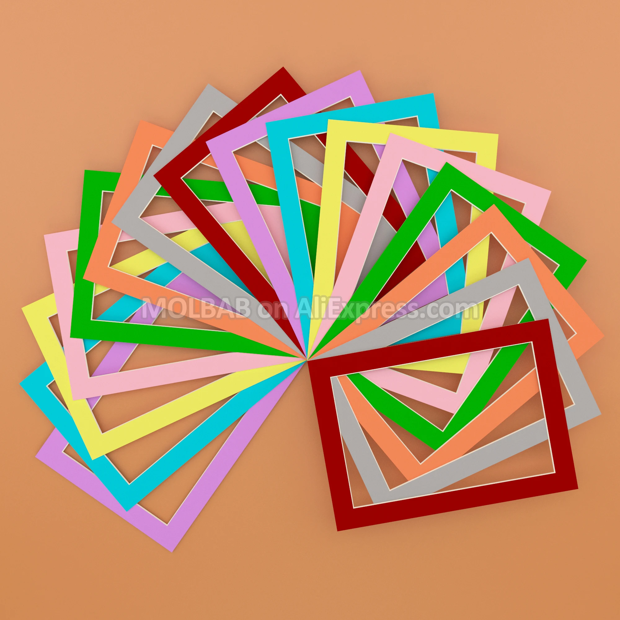 A3A4A5 Photo Mats Dark Red/Gray/Orange/Green/Pink/Yellow/Blue/Purple Paperboard Mounts For Picture Frame Passe-Partout 12PCS/Lot