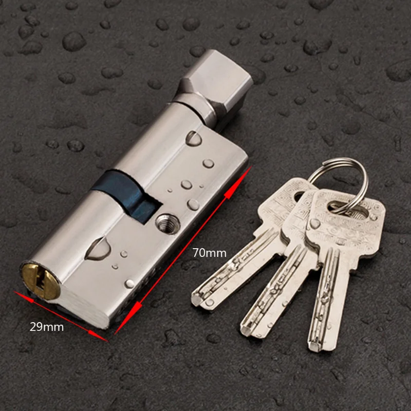 Door Cylinder Lock Biased 70mm 3 Keys Anti-Theft Entrance Brass AB Door Lock Home Security Interior Bedroom Lock Cylinder