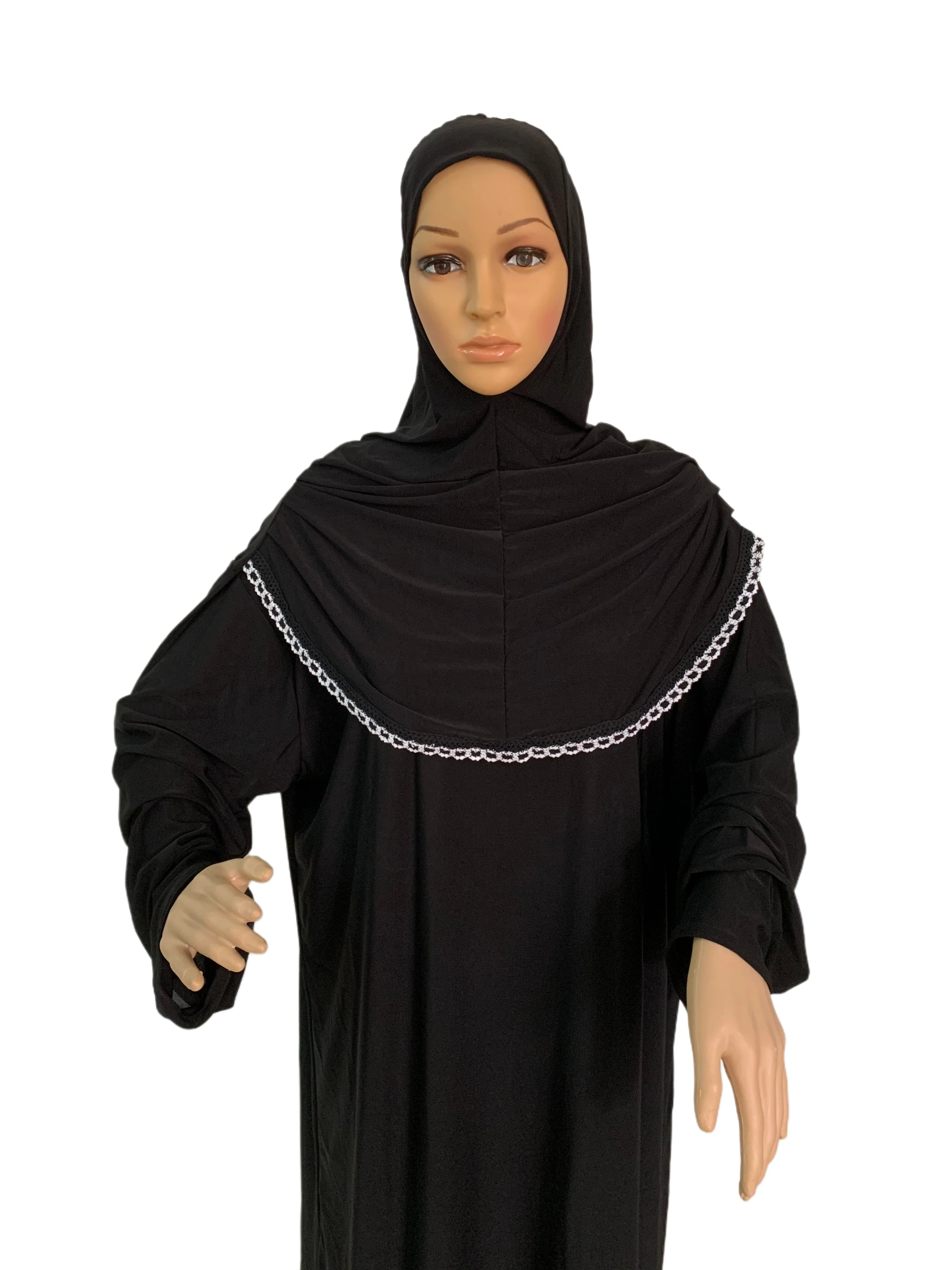 H118 Free size muslim dress with attached hijab pray khimar kaftan  burqa abaya robe hijab middle east clothing