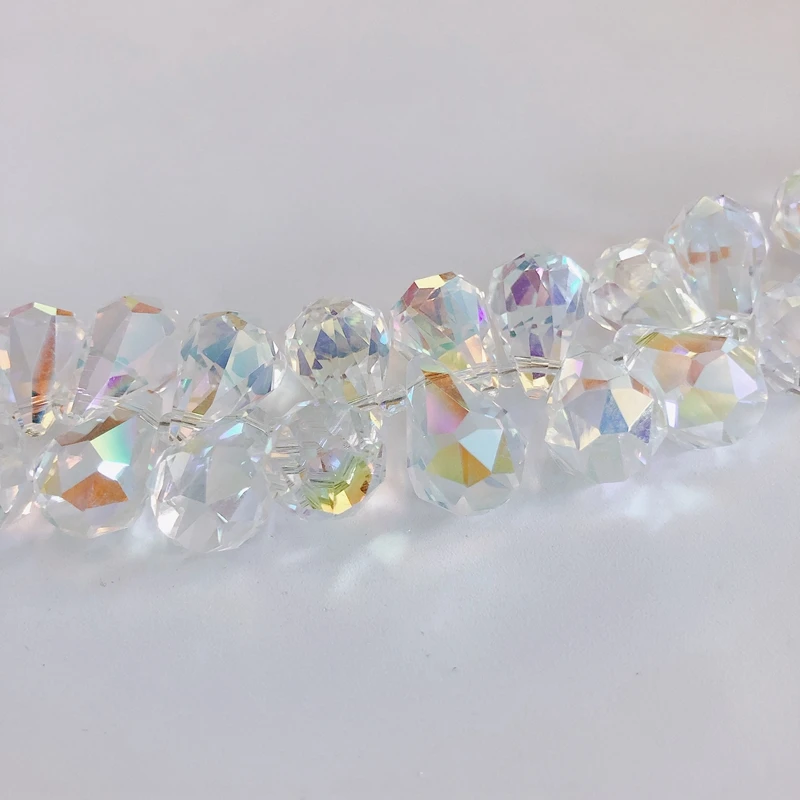 

DIY Jewelry Accessories Symphony Transparent Multi-faceted Drop Glass Loose Beads Material (1 Pack Sale)