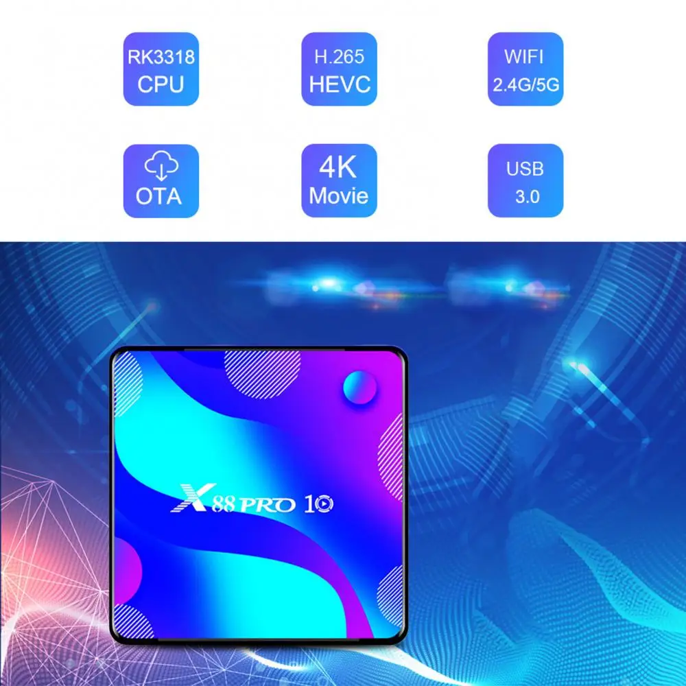 2021 Nowy dwuzakresowy X88 Pro RK3318 4K do Android 10 0 HD Media TV Set Top Box 16 GB/32 GB/64 GB Smart TV Box