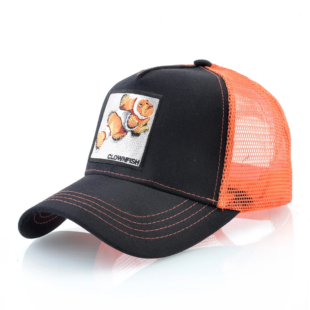 New Fashion Baseball Cap For Men Women Four Seasons Breathable Baseball Hat Snapback Trucker Casquette With Clownfish Patch Bone