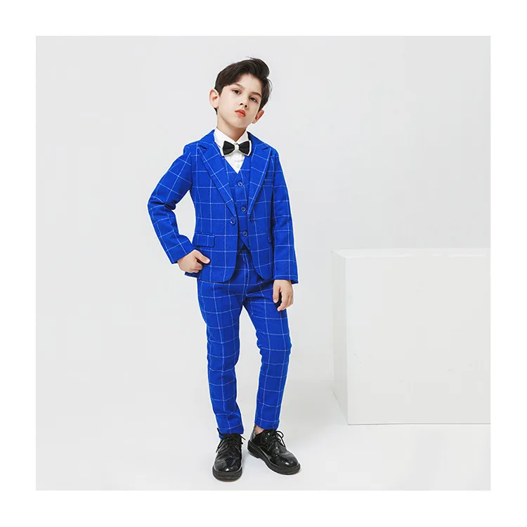 Flower Boys Jackets Vest Pants 3pcs Suits Kids Blazer Formal Wedding Dress Photography Suit Children Birthday Clothes Set