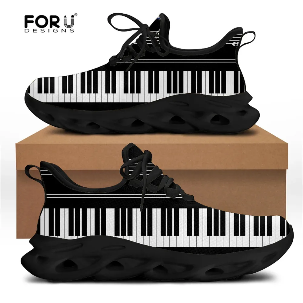 

FORUDESIGNS Men's Piano Keys 3D Pattern Casual Flats Shoes Sneakers for Teenagers Boys Student Comfortable Lace-up Men Zapatos