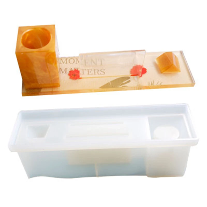 

DIY Dried Flower Name Card Holder Silicone Mold Epoxy Resin Business Card Holders Rectangle Pen Holders Making Mold