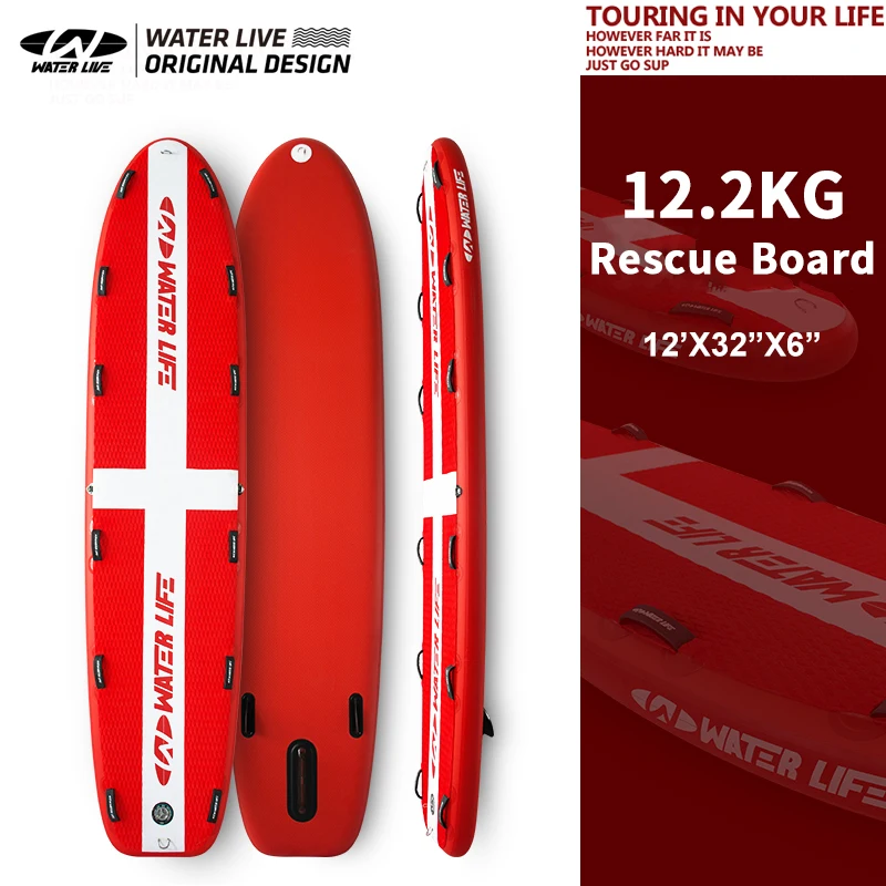 

WATER LIVE Rescue Inflation Paddle Board Professional Life Saving Surfing Board Aquatic Sports Paddle Board Equipment 12’x32"x6"