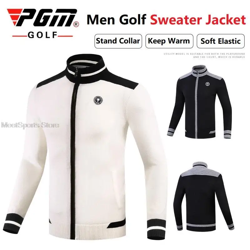 Pgm Golf Men\'S Warm Sweater Male Golf Long-Sleeved Trench Coat Jackets Winter Windproof Sports Jacket Man Full Zipper Sportswear