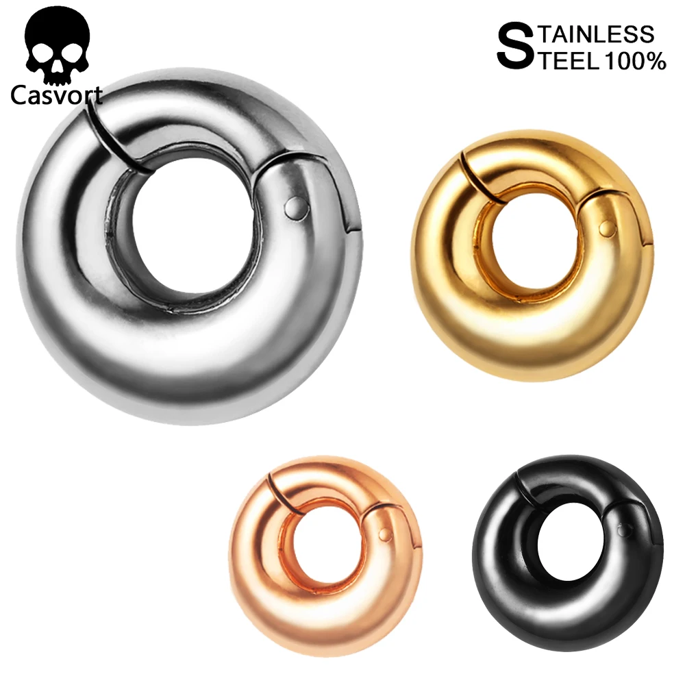 Casvort 2PCS 8mm 0g 6mm 2g Okrągłe magnetyczne ciężarki do uszu ze stali nierdzewnej Zatyczki do uszu Tunele Piercing Biżuteria do ciała Expander