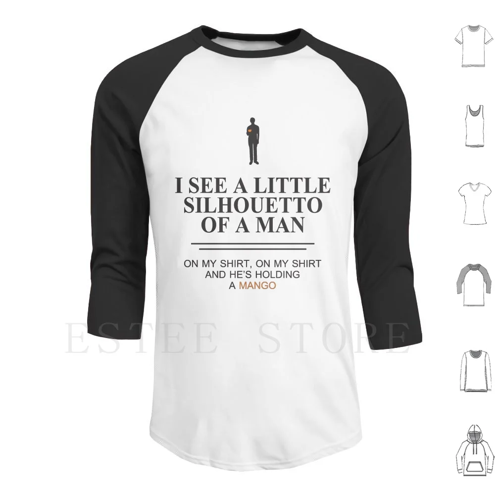 I See A Little Silhouetto Of A Man Hoodie Long Sleeve Silhouetto Bohemian Rhapsody Queen Orange Text 80s