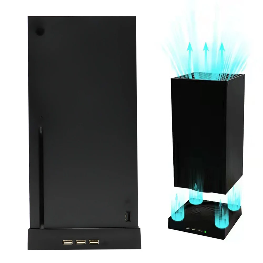 New Vertical Stand with 2 Cooling Fans Series X 3-Speed Cooler for Xbox Series X Game Console Holder with 3 USB Ports