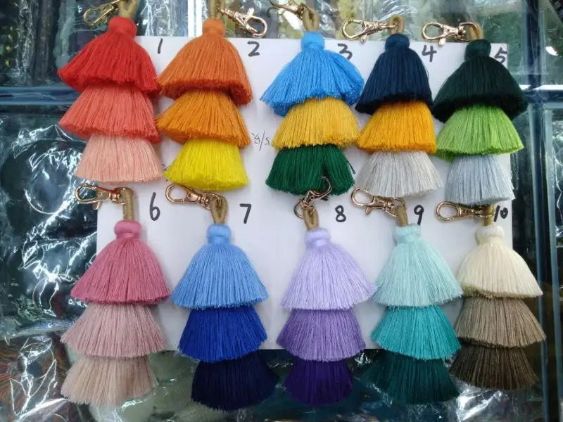 Fashion Rayon Tassel Keychain 16cm DIY Bag Hanger Home Decor Accessory