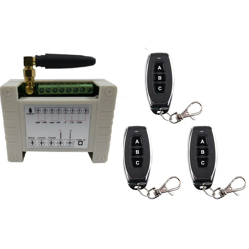 220V 10A 2CH Motor Remote Control Switch Motor Forwards Reverse Up Down Stop Door Window Curtain Wireless TX RX Limited Switch