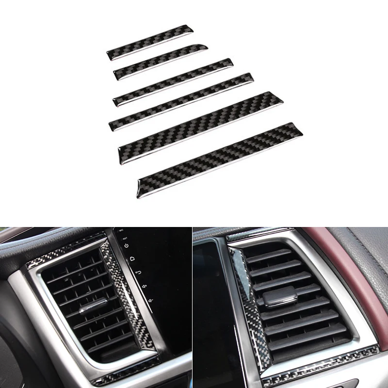 Soft Carbon Fiber Car Styling Center Control Air Vent Outlet Frame Sliver Cover Trim For Toyota Highlander 2015 2016 2017 2018